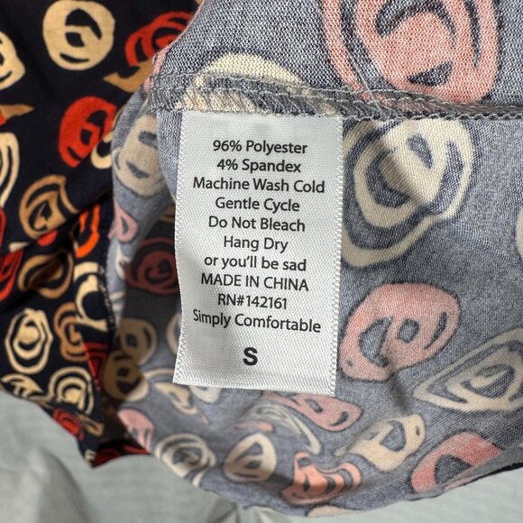 LuLaRoe RANDY Black Gran heathered Orange Tan Circles Raglan Tee Shirt SMALL S - Picture 4 of 7